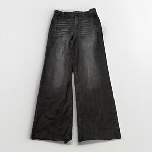Oat Woman’s Size 10/30 High Rise Wide Leg Black Denim Raw Hem 30x29